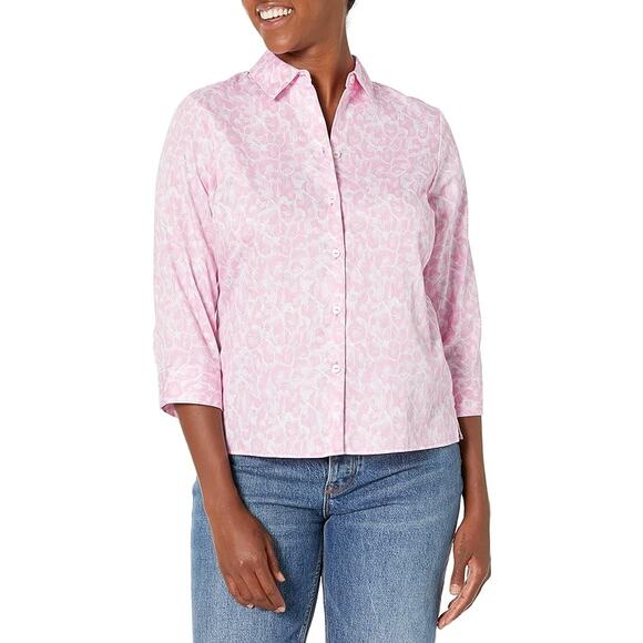 Foxcroft Women's Lucie 3/4 Sleeve Pink Panther Blouse Size 4 - Picture 1 of 5
